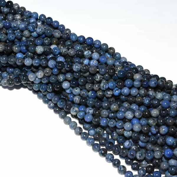 6mm Dumortierite Beads showing rich navy color and smooth texture for bracelets and DIY designs
