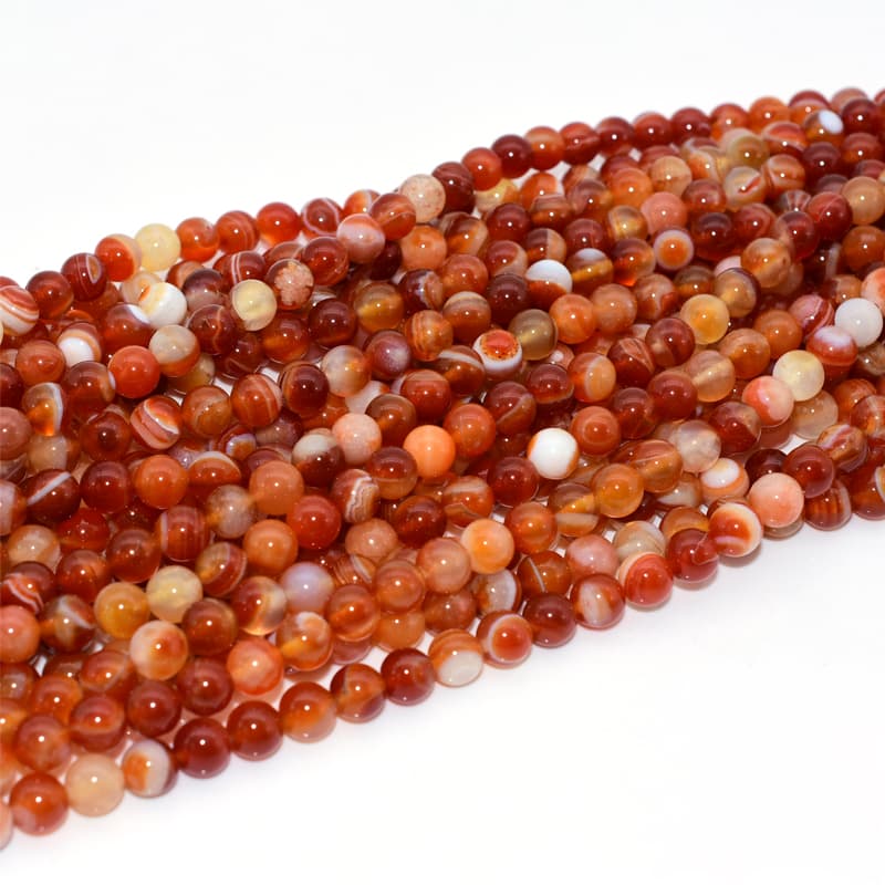 8mm Carnelian Beads close-up showing natural red-orange tones