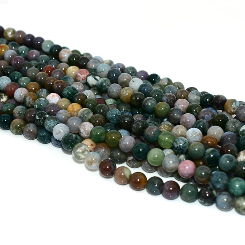 8mm Indian Agate Beads for jewelry making in mixed green and red tones