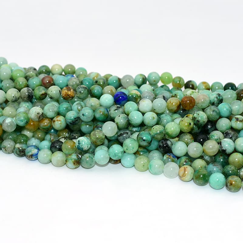 Azurite Chrysocolla Beads detailed view showing natural texture and mineral pattern