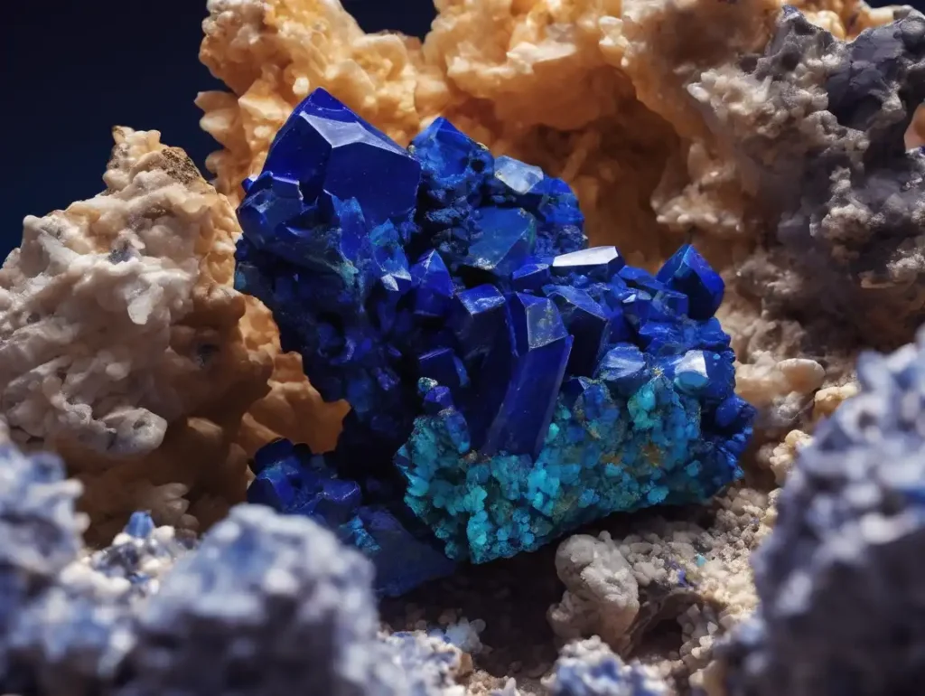 Azurite Malachite Meaning – Raw Azurite stone on natural ground showing deep blue crystal texture