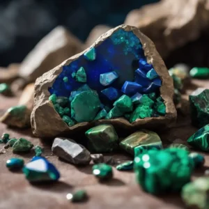 Azurite Malachite Meaning – Natural raw Azurite and Malachite mineral combination for healing and energy balance