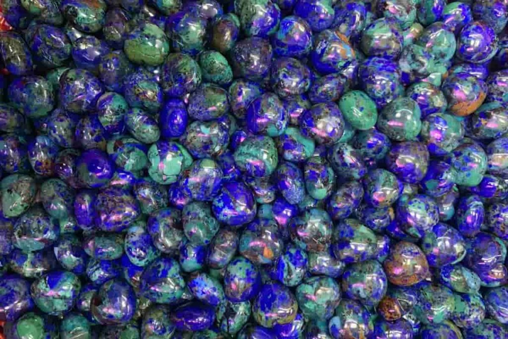 Azurite Malachite Meaning – Smooth tumbled Azurite Malachite stones for meditation and spiritual healing