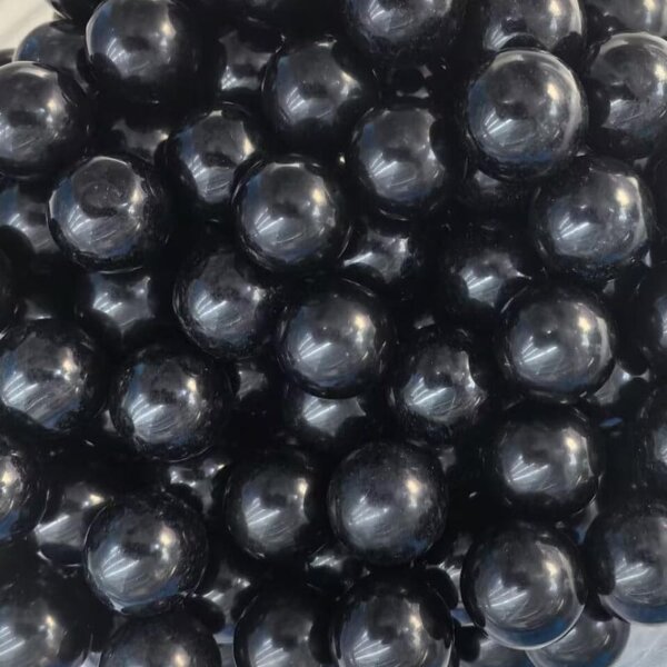 Black Obsidian 20mm Gemstone Balls — Shiny black Obsidian gemstone balls, 20mm natural crystal spheres.