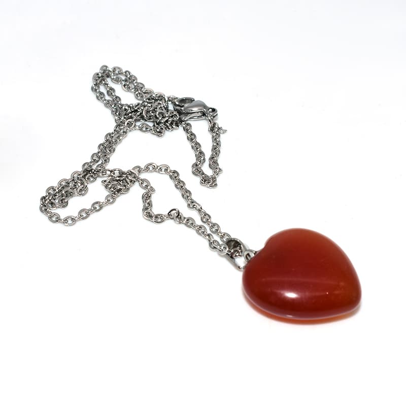 Carnelian Heart Stone Necklace in warm orange tone for elegant jewelry collections