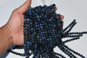 Dumortierite Beads loose strands on hand for jewelry crafting, energy balance, and meditation use