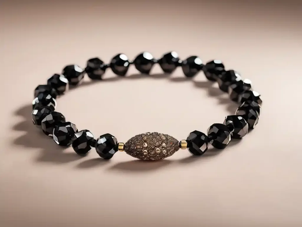 Stylish faceted Black Spinel bracelet representing the true Black Spinel meaning of grounding, power, and confidence
