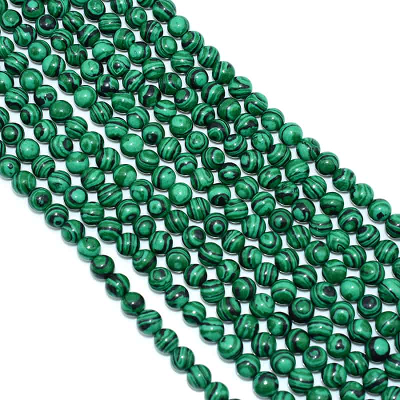 Top view of Fake Malachite Beads displaying uniform size and consistent color tone