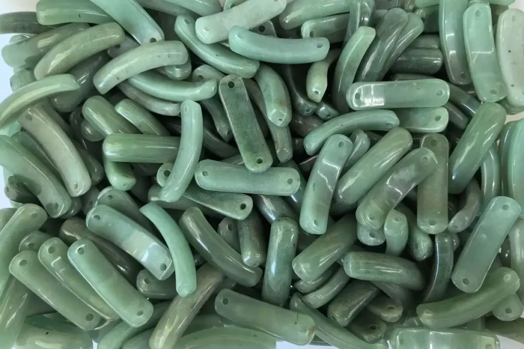 Green Aventurine Benefits include luck and healing; charm beads for making crystal bracelets.