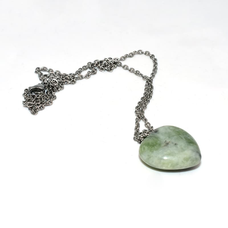 Xinshan Jade Heart Stone Necklace handcrafted with natural jade gemstone