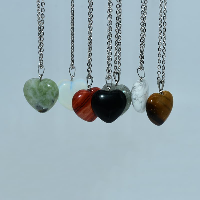 Heart Stone Necklace set of natural stone heart pendants for jewelry wholesale
