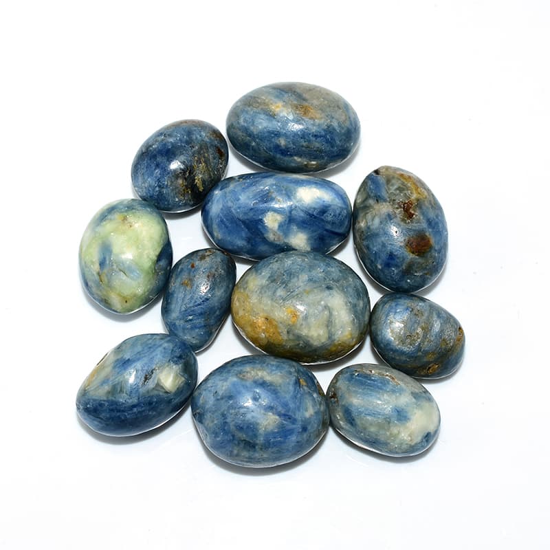 Top view of Kyanite Tumbled stones showing natural texture