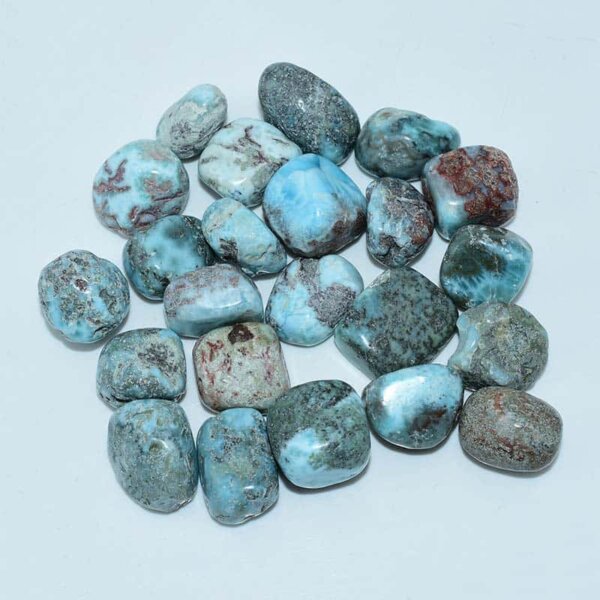 Top view photo of Larimar Tumbled Stone with smooth polished finish