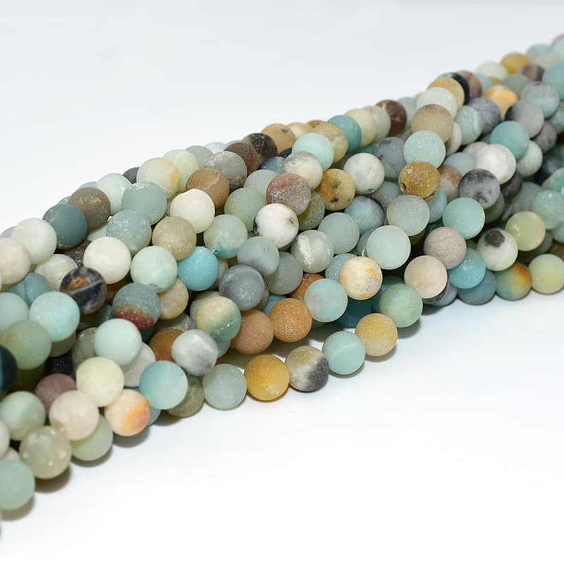 Close-up details of Matte Amazonite Beads from another angle showing smooth matte finish
