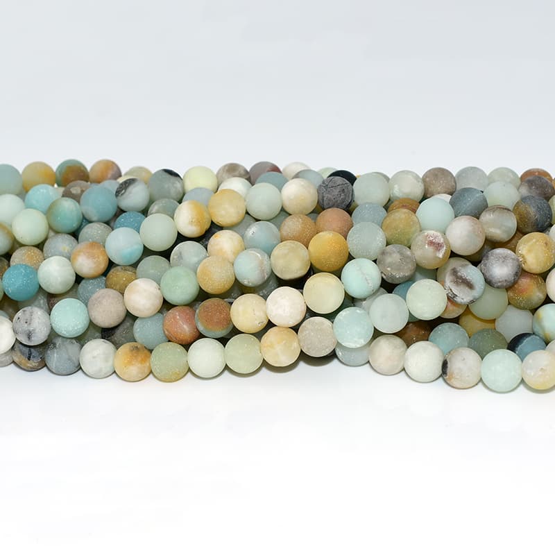 Detailed view of Matte Amazonite Beads highlighting natural color variations and frosted surface
