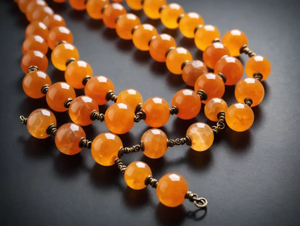 Orange Calcite strand beads for jewelry making | Crystal with powerful Orange Calcite Meaning and healing properties