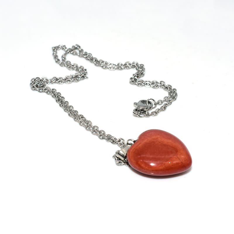 Red Jasper Heart Stone Necklace made from natural red jasper gemstone