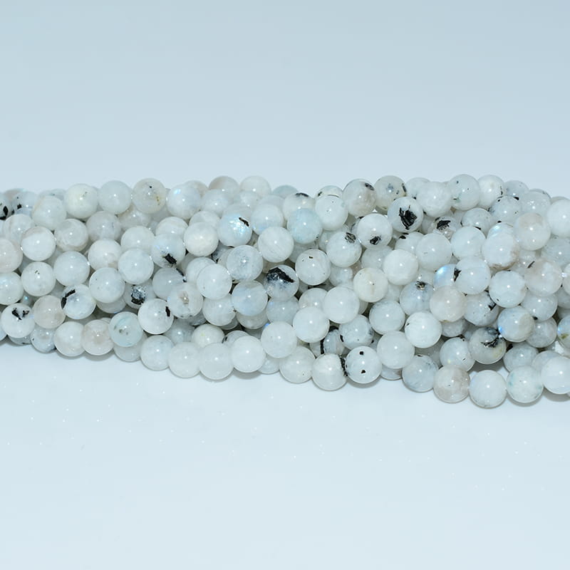 White Labradorite Beads details highlighting texture and natural inclusions