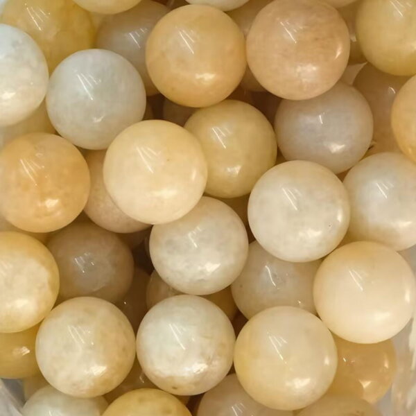 Yellow Old Jade 20mm Gemstone Balls — Yellow Old Jade gemstone balls, 20mm warm yellow polished jade stones.