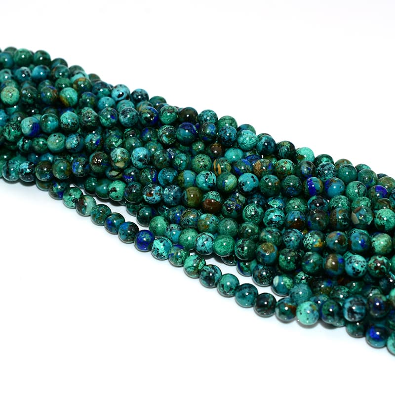 8mm Azurite Beads strand close-up