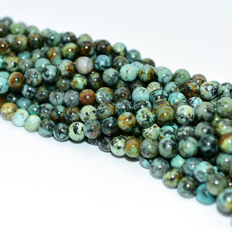 Natural African Turquoise Beads strands in mixed green-blue hues for jewelry making