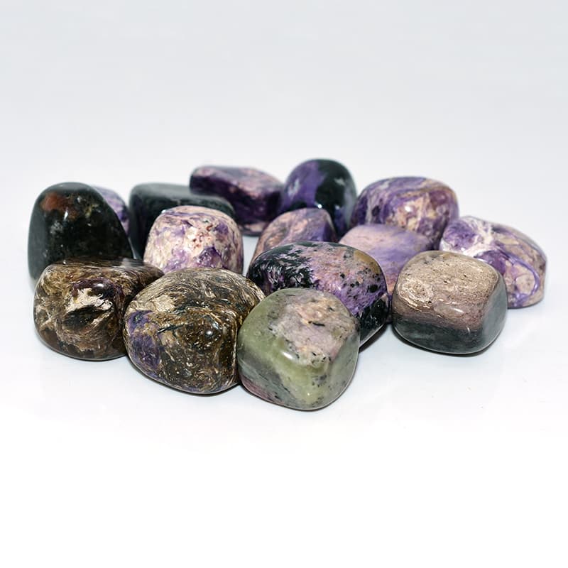 Charoite Tumbled stone collection with mixed lavender and dark violet color variations