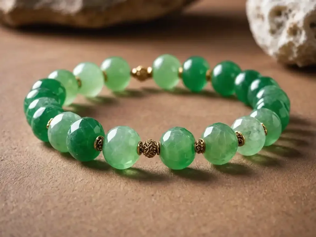 Green Calcite bracelet illustrating Green Calcite Meaning and its calming energy.