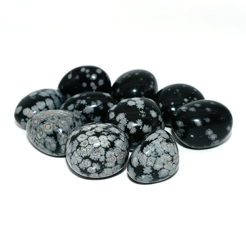 Snowflake Obsidian Tumbled Stone 20–30mm with natural black and white snowflake pattern