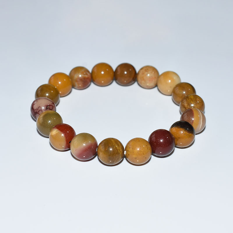 Mookaite Jasper Bracelet 10mm bead bracelet with warm red and yellow mix