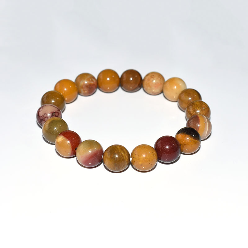 Mookaite Jasper Bracelet 12mm large beads with bold natural patterns