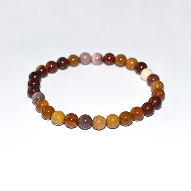 Mookaite Jasper Bracelet 6mm round beads with earthy color variation