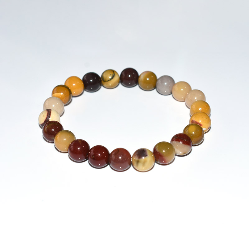 Mookaite Jasper Bracelet 8mm polished beads with natural banding