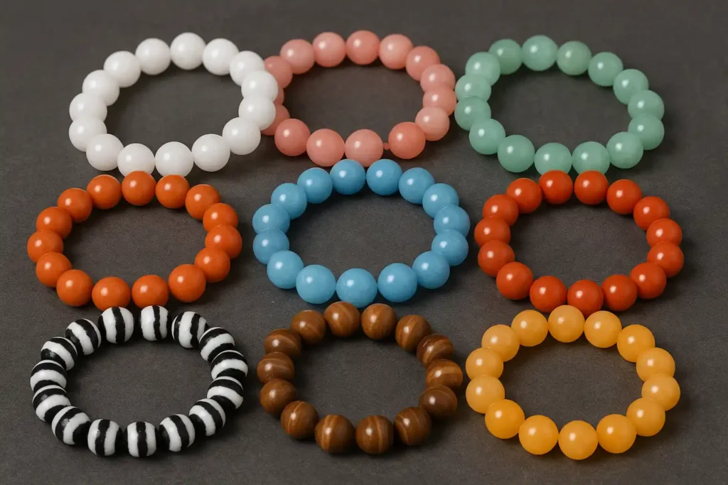 Calcite crystal bracelet in mixed colors illustrating Calcite Crystal Meaning for daily wear