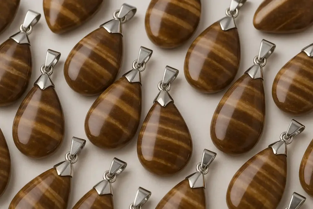 Teardrop chocolate calcite pendant highlighting chocolate calcite meaning for healing