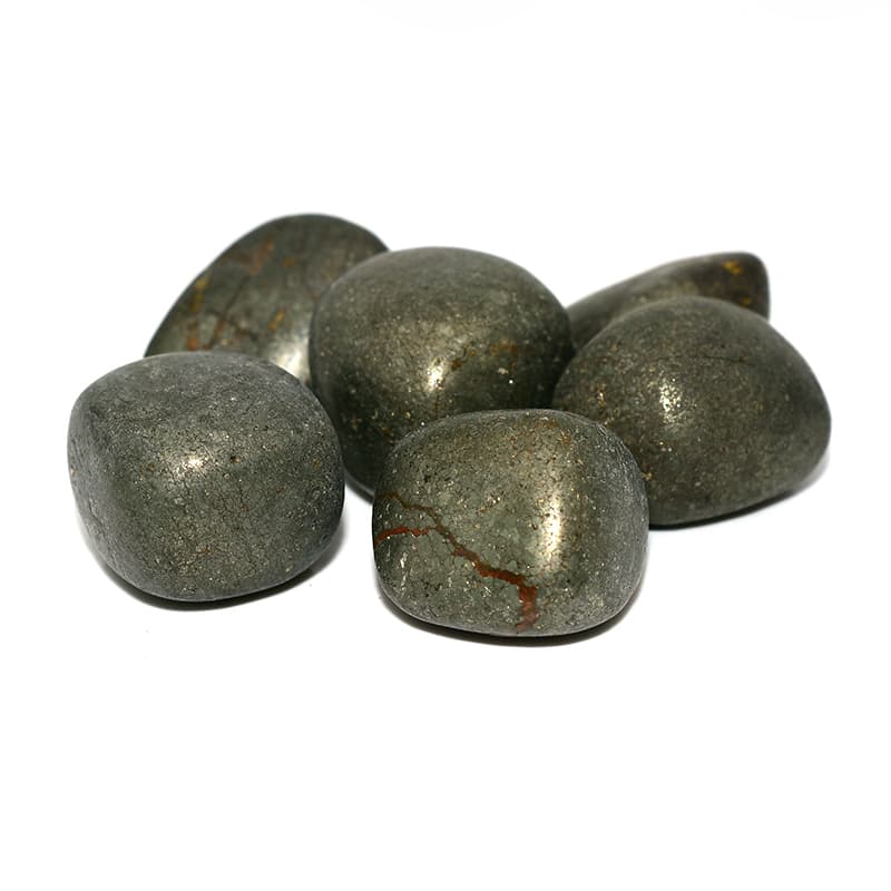Tumbled Pyrite tumbled stones showing mixed shapes and natural finish