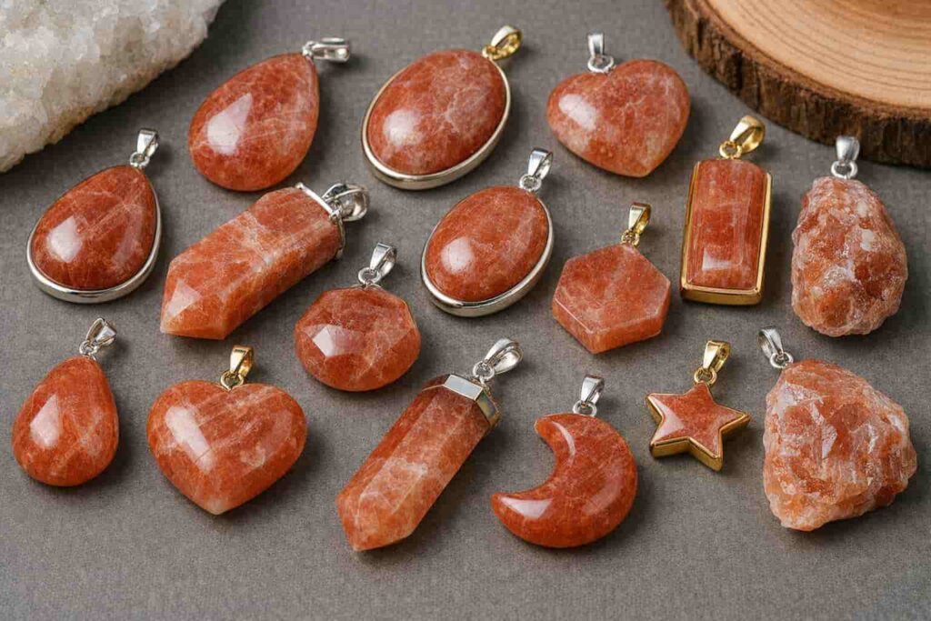 Teardrop Red Calcite pendant highlighting Red Calcite Meaning for daily protection and strength
