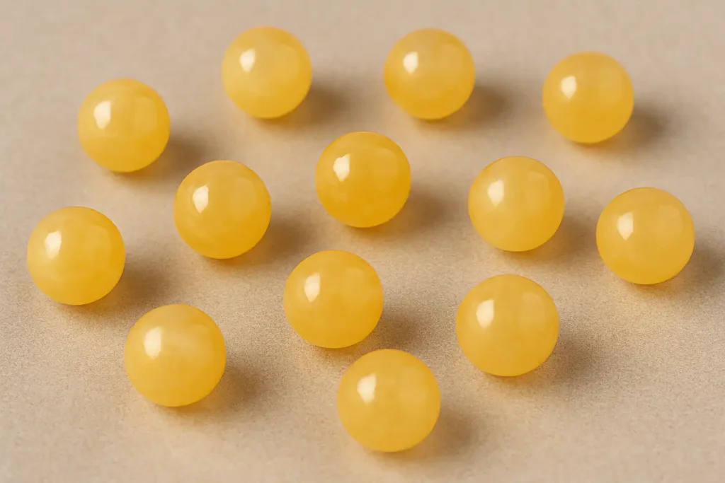 Loose Yellow Calcite beads for DIY jewelry, ideal for those exploring Yellow Calcite Meaning and crystal healing