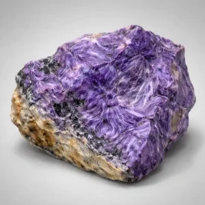 Charoite rough stone specimen illustrating Charoite Meaning through rare purple mineral formation