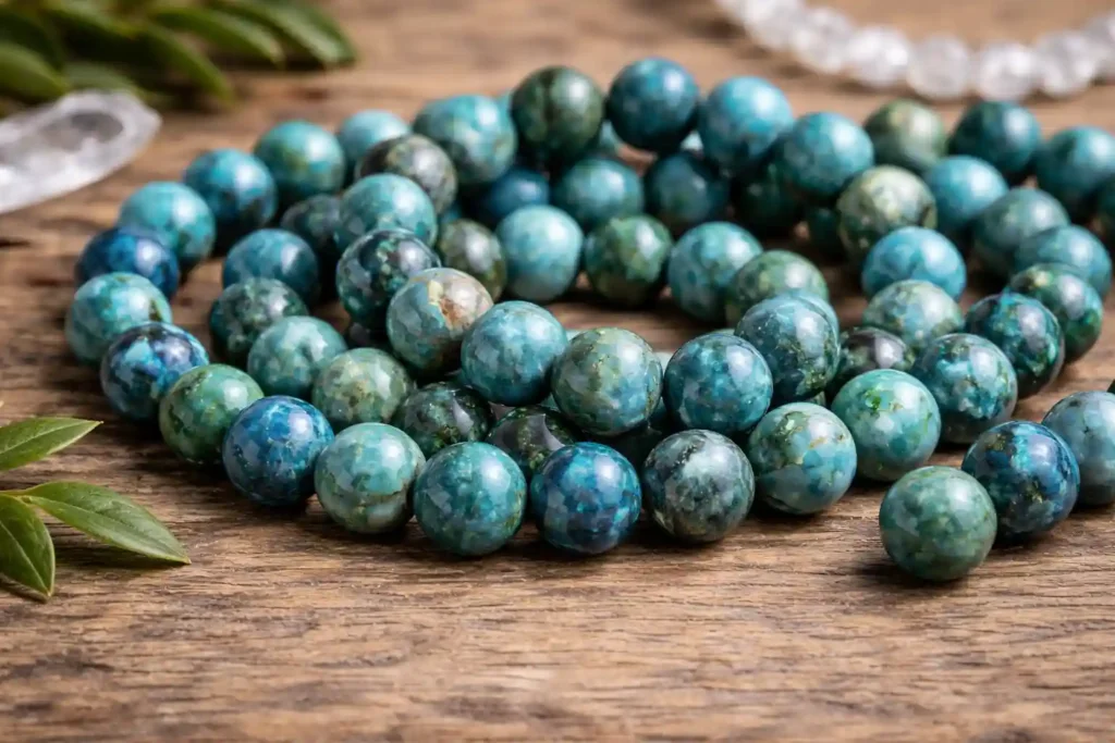 Chrysocolla Meaning reflected in chrysocolla strand beads used for jewelry making