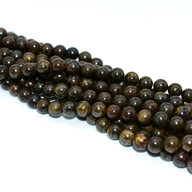 8mm Bronzite Beads in natural stone finish, perfect for crafting.